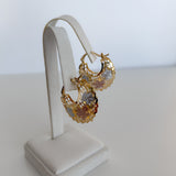 Gold Plated Tri Color Earrings