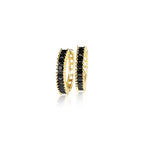 Gold Plated Round Black Earrings