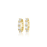 Gold Plated Round White Earrings