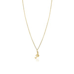 product image of a gold chain with a letter a pendant against a white background