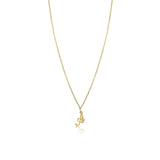 product image of a gold chain with a letter a pendant against a white background