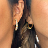 Gold Plated Round White Earrings