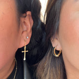 Gold Plated Round Black Earrings