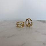 Triple Loop Gold Plated Earrings