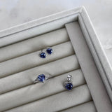 Blue Heart Ring and Earring Set