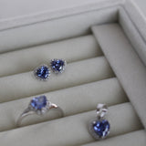 Blue Heart Ring and Earring Set