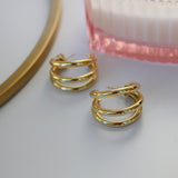 Triple Loop Gold Plated Earrings